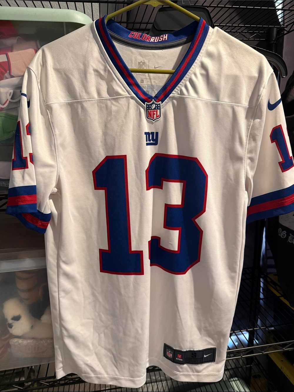 Nike White New York Giants #13 Beckham Jr. Jersey with Blue & Red Trim